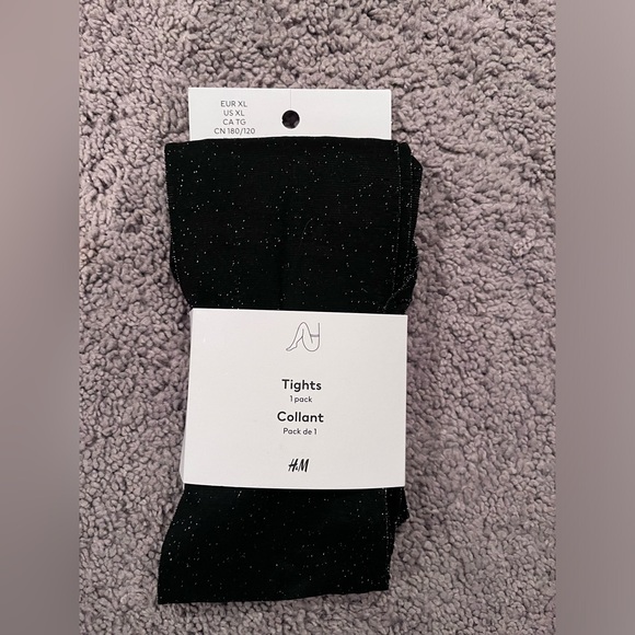 Three pairs of H&M black tights (XL) - animal print, sparky and tribal design - Picture 4 of 7